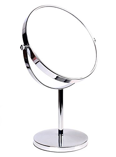 HIMRY KXD3108-5x Standing Mirror 5x Magnification 8 Inch 360° Rotatable Chrome-Plated Make-Up Mirror Bathroom Mirror Double-Sided Normal + 5x Magnification