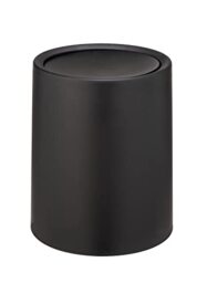 WENKO Atri Black Swing Top Bin 6 L, 6 Litre Waste Bin with Lid Plastic, Invisible Bin Liner, Ø 21 x 25.5 cm, Black
