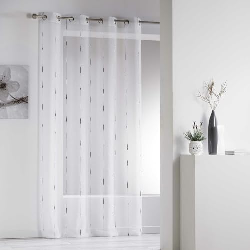 Douceur d'interieur CHENILLA Panel with eyelets, Polyester, Grey, 260 x 140 cm
