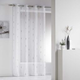 Douceur d'interieur CHENILLA Panel with eyelets, Polyester, Grey, 260 x 140 cm