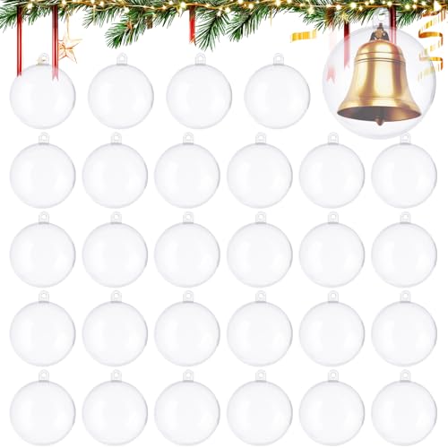 ASelected 30PCS Clear Baubles, 5cm Plastic Baubles, Clear Christmas Bauble, Empty Acrylic Transparent Hanging Ornaments Balls for Craft Photo DIY Home New Year Xmas Party Christmas Tree Decorations