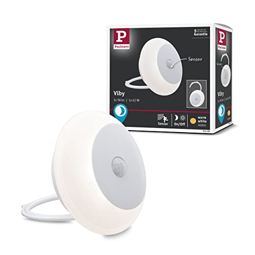Paulmann 92492 Viby Mobile LED Night Light Round 0.7 watts with Motion Sensor White Plastic 3000 K Warm White
