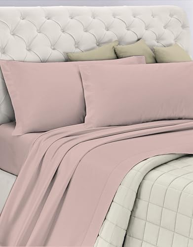 Cotton Bed Set, 100% Breathable Cotton Free of Harmful Substances, Certified Quality Standard 100 by OEKO-TEX Confidence in Textile, Double Bed, Pink Design, Designed in Italy