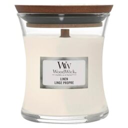 WoodWick Scented Candle with Crackling Wick - Linen Mini Hourglass Candle - Up to 20 Hours Burn Time - Perfect Gifts for Women