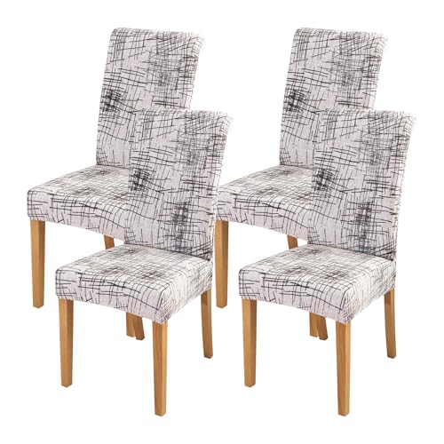 FORCHEER Dining Chair Cover for Dining Room Set 4 Pack Printed Seat Slipcovers for Office Computer Chairs Protector Wedding Banquets Party(4 Pack, Time)