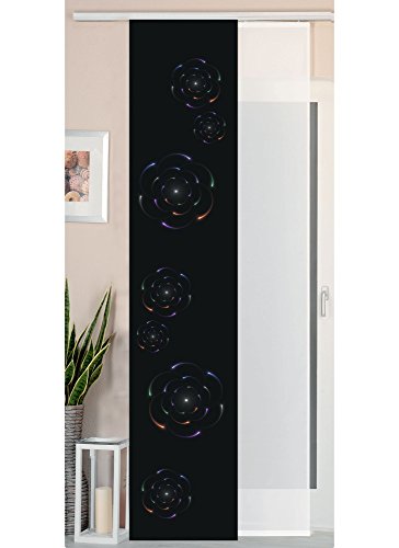 Gardinenbox Sliding/Panel Curtain, Wild Silk Effect and Voile Panel, Polyester, circle, 245 cm x 45 cm, 2 Units