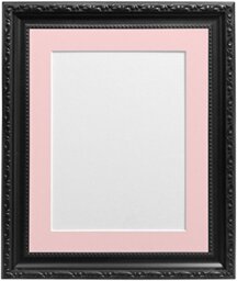 FRAMES BY POST Shabby Chic Picture Photo Frame, Plastic, Black with Pink Mount, 10 x 8 Inches Image Size A5
