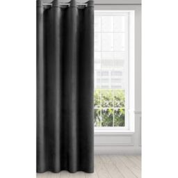 Eurofirany Velvet Super Soft Curtain with Eyelets - 1 Panel, Room Darkening Window Treartment, Drapes for Bedroom, Kitchen, Living Room, W53 x L98, Black