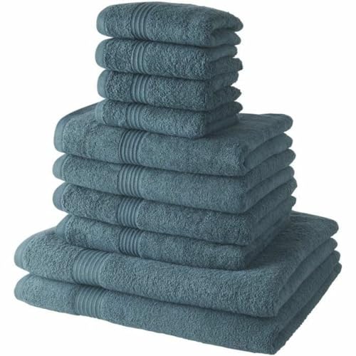 TODAY Set of 4 Bath Towels 30 x 50 cm + 4 Bath Towels 50 x 90 cm + 2 Bath Sheets 70 x 130 cm 100% Cotton Peacock