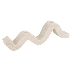 Bloomingville Marble Wave Double Taper Candle Holder, White