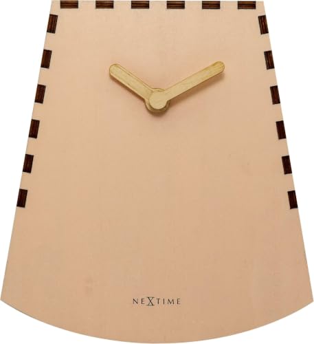 NeXtime - Table Clock – Diameter 20 cm - Wood – Motion Clock - Salmon – 'Rocky'
