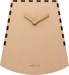NeXtime - Table Clock – Diameter 20 cm - Wood – Motion Clock - Salmon – 'Rocky'