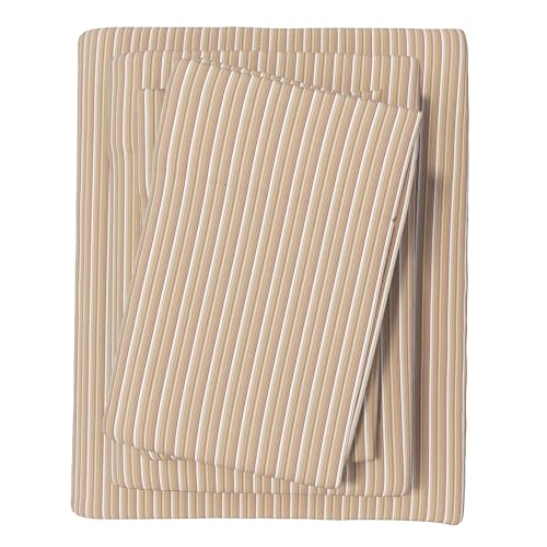 Great Bay Home Flannel Sheets King Size - 100% Turkish Cotton, Double-Brushed, Plaid and Stripe Bed Sheet Set - Ultra-Soft, Cozy, 4-Piece Bedding Set (Tonal Stripe)