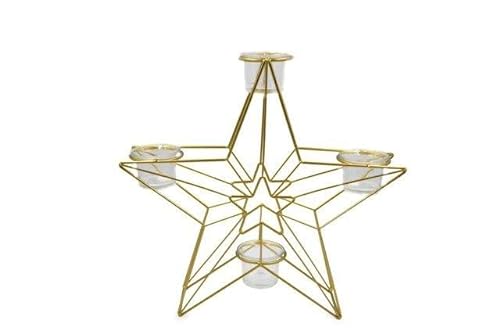 SUD IMPORT Metal Gold CANDLE HOLDER Star 34cm, Mix, Normal