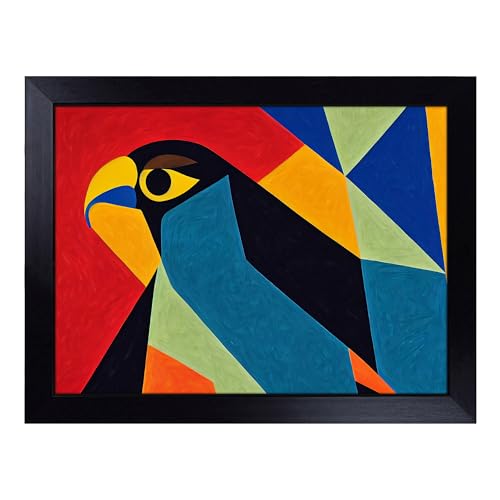Lap Tray with Bean Bag Cushion, Abstract Eagle Bird - Handmade in the UK, Raised Wooden Edge, Padded Cushion, Heat-Resistant Wipe-Clean Surface, for Meals, Laptops and Crafts