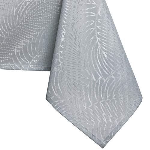 AmeliaHome Gaia Tablecloth 120 x 120 cm Tablecloth Stain Protection - Lotus Effect Washable Water-Repellent Ornament Silver