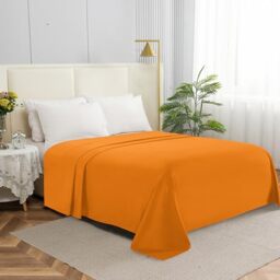 Elegant Comfort Premium Hotel Quality 1-Piece Flat Sheet, Luxury & Softest 1500 Thread Count Egyptian Quality Bedding Flat Sheet, Wrinkle, Stain and Fade Resistant, Full, Elite Orange