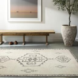 Livabliss x Becki Owens Solana Vintage Rug - Area Rugs for Living Room 160x213 cm, Bedroom - Scandi Neutral Rugs, Traditional Patterned Boho Style, Natural Easy Care Pile - Large Rug, Ivory, Black