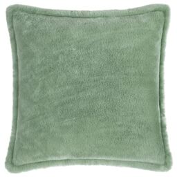 furn. Kallu Faux Fur Polyester Filled Cushion – Soft Fluffy Decorative Cushion with Oxford Edge (Frost Green - 55x55cm)