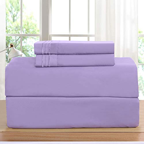 Elegant Comfort Luxurious Bed Sheets Set on Amazon 1500 Premier Wrinkle,Fade and Stain Resistant 4-Piece Bed Sheet Set, Deep Pocket, Full Lilac