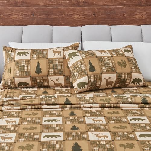 Great Bay Home Twin Size Microfiber Sheet Set - 3-Piece Lodge Bed Sheets - Ultra-Soft and Smooth Brushed Microfiber Woodland Decor Bedding (Stonehurst)