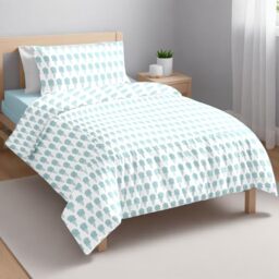 Ruggeri Complete Bedding Set for Single Bed in Cotton, Light Blue Ice Cream