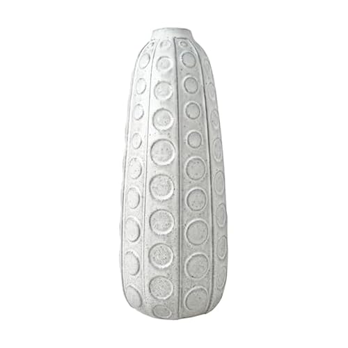 Mikasa White Embossed Dot Textured Ceramic Vase, 6.1x6.1x15.35 Inch