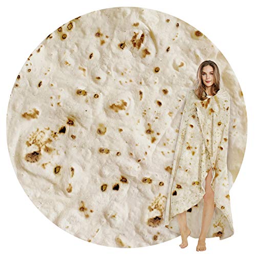 SeaRoomy Burritos Wrap Blanket: Giant Round Soft Tortilla Blanket for Adults and Kids (Light Yellow, 71 inches)