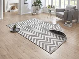 bougari Palma Outdoor Rug Flat Weave Reversible Rug 160 x 230 cm, 100% Polypropylene, Durable and Easy to Clean, UV and Moisture Resistant, Suitable for Underfloor Heating Grey/Cream