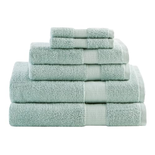 Comfort Spaces Turkish Bathroom Towel Set 6 Piece Luxury Bath Towel Set 2 Hand Towel for Bathroom 2 Washcloth 2 Large Bath Towel Sets Long Staple Soft Quick Dry Towel Set Seafoam Green