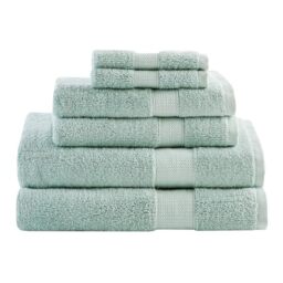 Comfort Spaces Turkish Bathroom Towel Set 6 Piece Luxury Bath Towel Set 2 Hand Towel for Bathroom 2 Washcloth 2 Large Bath Towel Sets Long Staple Soft Quick Dry Towel Set Seafoam Green