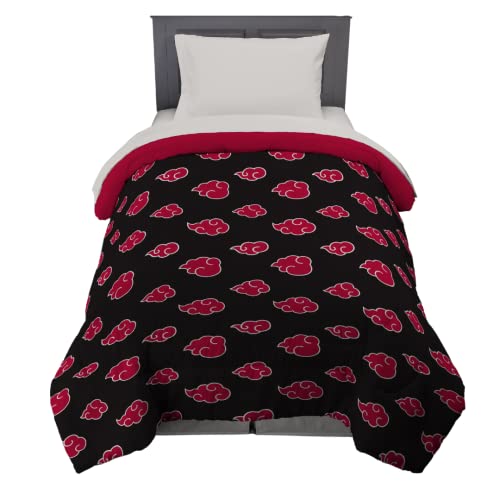 Franco Naruto Anime Akatsuki Pattern Bedding Soft Microfiber Comforter, Twin, (Official Naruto Product)
