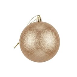 25cm Large Champagne Bauble PVC Shatterproof Glitter Finish Christmas Balls Ornament - Festive Xmas Tree Hanging Decorations, Round Ornament for Holiday Home Decor