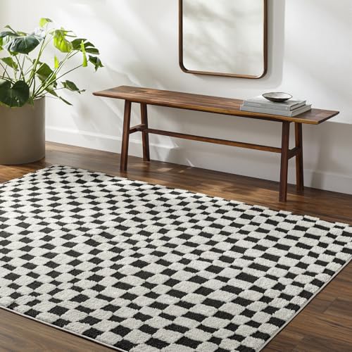 Livabliss Irina Pula Geometric Scandi Style Floor Covering 120x170 cm – Neutral Abstract Boho Pattern for Living Room, Dining & Kitchen, Easy Care, Black & White