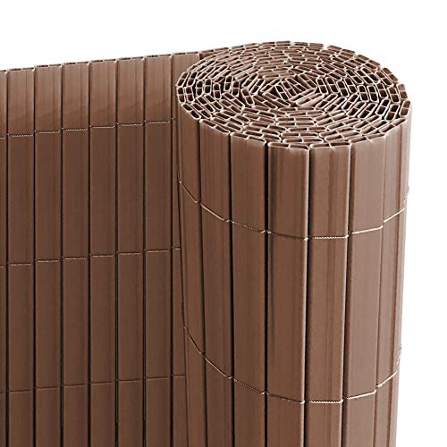 Ribelli® PVC Privacy Screen Mat with Bridge, Extra Stable Privacy Fence, Balcony Wind Protection (140 x 300 cm, Brown)