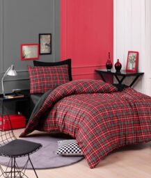 Nuit Des Rêves Christmas-Themed Single Quilt Cover Set, Red, 135 x 200 cm Duvet & 80 x 80 cm Pillowcase, 65% Cotton, 35% Polyester, Machine Washable, Button Closure