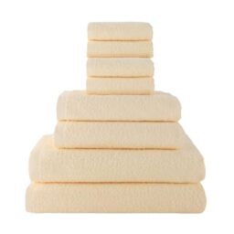 Top Towel Set of 8 Bath Towels - 2 x Shower Towels, 2 x Hands/Washbasin and 4 x Face or Bidet - 100% Soft Cotton 400 g/m² - Ideal for Modern and Stylish Bathroom