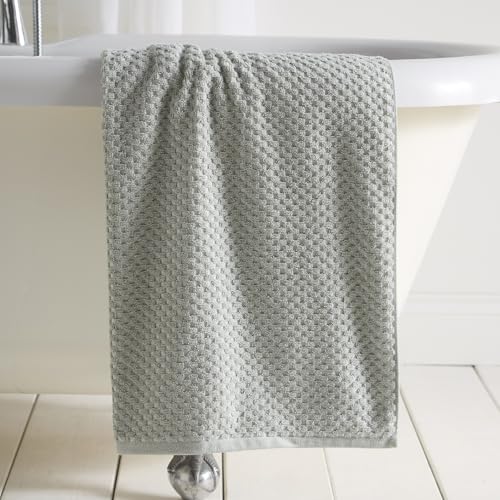 Dreams & Drapes Popcorn Check Bath Sheet Green – Extra‑Large Soft Absorbent 100% Cotton Jacquard Check Bathroom Towel, Quick‑Dry, Durable Everyday Use Bath Sheet for Modern Home Bathrooms – Green