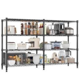 Himimi 4 Tier Heavy Duty Wire Shelving Unit, 183W x 45D x 152H cm, Adjustable Metal Shelving Unit for Storage, Large Tall Storage Shelves Rack Shelf for Garage Kitchen Pantry Shed Utility Room, Black