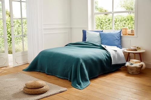 Aubisque Wool Blanket Made in France 220 x 240 Cedar/Bleached