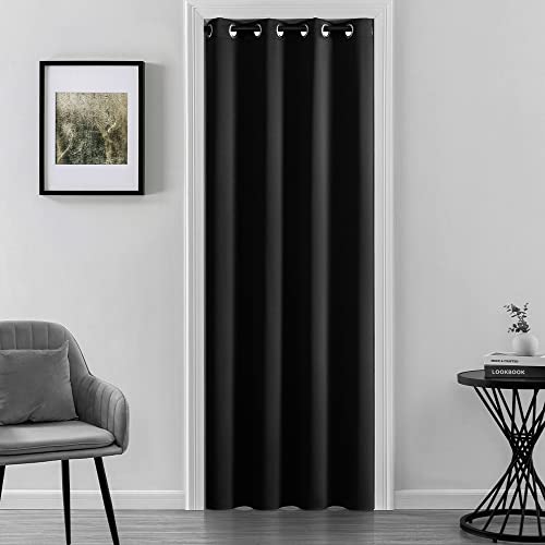 XTMYI Curtain Cover for Doorway Privacy, 80 Inch Length,Room Divide, Blackout Temporary Insulated for Bedroom [Closet] [Door],Black