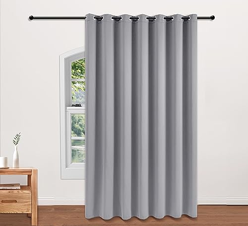 PI Blackout Sliding Door Curtains, Grommet Privacy Room Divider Curtains Thermal Insulated Vertical Window Treatment for Living Room/Bedroom/French Door/Patio/GLASSDOOR (Light Grey, W100XL95)