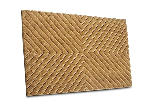 Hanse Home Coconut Doormat for Indoor Use - Dirt Trapper Mat Natural Coconut Mat Geometric Pattern Non-Slip Doormat for Hallway, Patio, Entrance Area - 45 x 75 cm