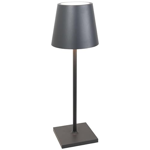Zafferano, Poldina L Desk Lamp, Portable and Rechargeable Table Lamp with Touch Controls, Suitable for Interior and Outdoor, Dimmer, 2200-3000 K, Height 49.7 cm, Dark Gray Colour