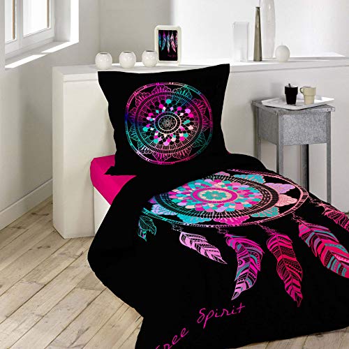 Douceur d'Intérieur, 2-Piece Bedding Set 140 x 200 cm Fee Des Bois, 100% Cotton, Good Luck Charm