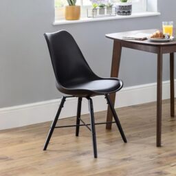 Julian Bowen Kari Dining Chairs, Set of 2, Faux Leather Black - H83 x D54cm