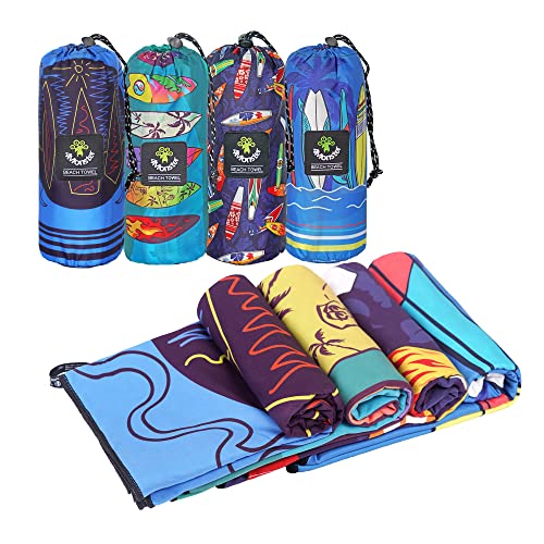 4Monster Quick Dry Beach Towel, Ultra Absorbent Microfiber Travel Towel, Lightweight & Compact for Beach, Swimming, Camping, Pool, Water Sports & Yoga