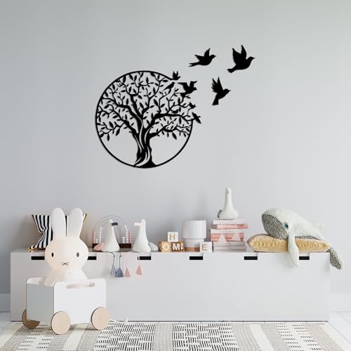 Hanah Home Stylish Black Decorative Metal Wall Accessory, 61 x 56 cm, 100% Metal, 1.5 mm Thick, Easy Wall Mounting, Perfect for Modern Decor