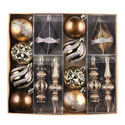Valery Madelyn Christmas Tree Ornaments Set for Fall Decor, 40ct Bronze Copper and Gold Shatterproof Christmas Tree Decorations Bulk, Luxury Hanging Ball Ornaments for Thanksgiving Autumn Harvest