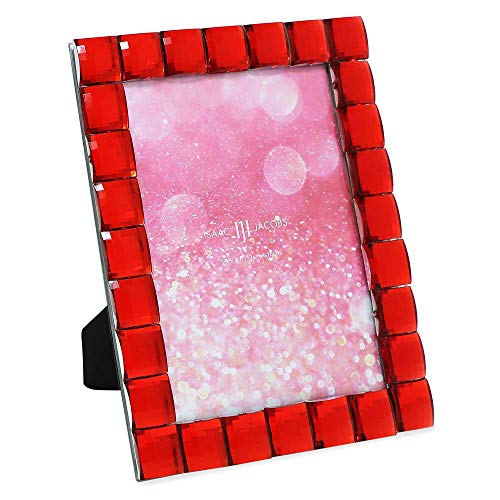 Isaac Jacobs 5x7 Red Crystal Diamond Photo Frame Sparkly Photo Display Home Decor